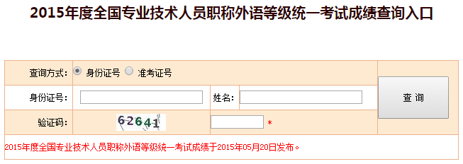2015职称英语成绩查询