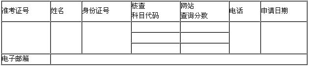 成绩复核申请表(样张)