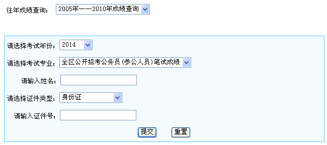 2014年宁夏公务员考试成绩查询入口