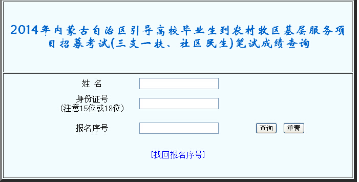 2014年内蒙古社区民生考试成绩查询